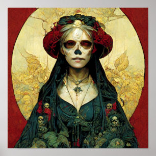 Dark Fantasy Gothic Skull Frau Poster