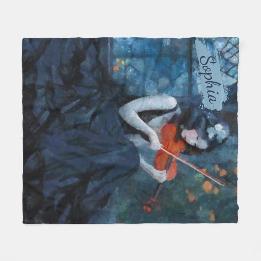 Dark Fantasy Gothic Violinist in Moonlit Garden Fleecedecke (Vorderseite (Horizontal))