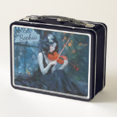 Dark Fantasy Gothic Violinist in Moonlit Garden Metall Brotdose (Rückseite)