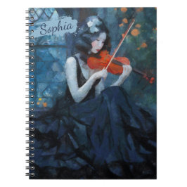 Dark Fantasy Gothic Violinist in Moonlit Garden Notizblock