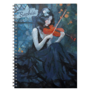 Dark Fantasy Gothic Violinist in Moonlit Garden Notizblock