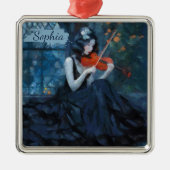 Dark Fantasy Gothic Violinist in Moonlit Garden Ornament Aus Metall (Vorne)