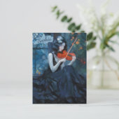Dark Fantasy Gothic Violinist in Moonlit Garden Postkarte (Stehend Vorderseite)