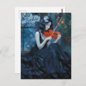 Dark Fantasy Gothic Violinist in Moonlit Garden Postkarte (Vorne/Hinten)