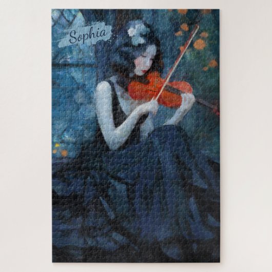 Dark Fantasy Gothic Violinist in Moonlit Garden Puzzle (Vertikal)