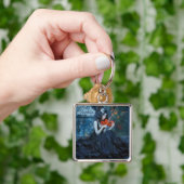 Dark Fantasy Gothic Violinist in Moonlit Garden Schlüsselanhänger (Hand)