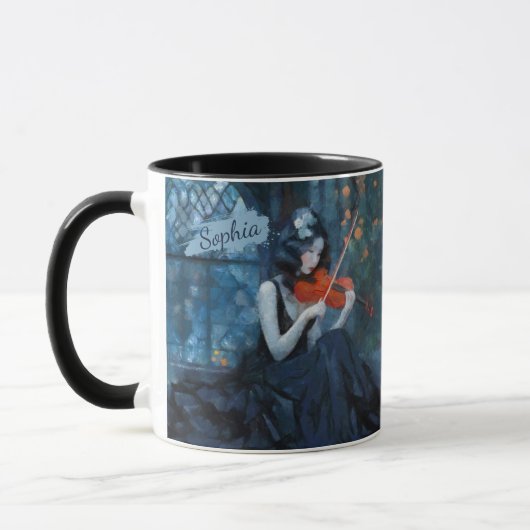 Dark Fantasy Gothic Violinist in Moonlit Garden Tasse (Links)