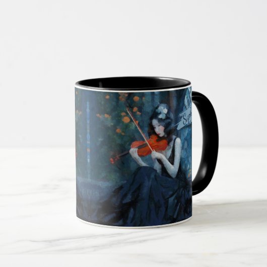 Dark Fantasy Gothic Violinist in Moonlit Garden Tasse (VorderseiteRechts)