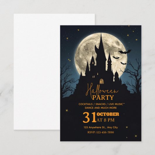 Dark Fantasy Halloween-Party Einladung - Bearbeitb (Vorne/Hinten)