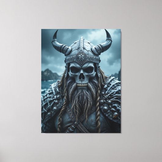 Dark Fantasy Norse Viking Poster mit Horned Helmet Leinwanddruck (Vorderseite)