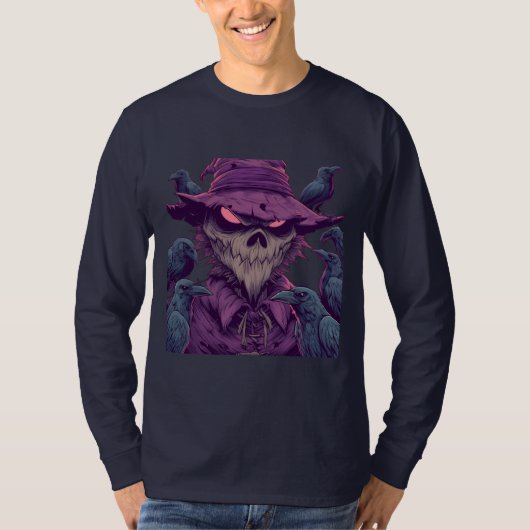 Dark Fantasy Rabe Vogelscheuche Langarmshirt T-Shirt (Vorderseite)