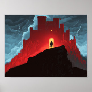 Dark Fantasy Rote Festung Silhouette Abenteuer Kun Poster
