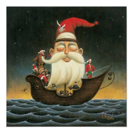 Dark Fantasy Santa Pirate Leinwand Art Poster (Vorderseite)