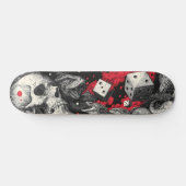 Dark-Fantasy-Schädel-und-Würfel-Illustration Skateboard (Horizontal)