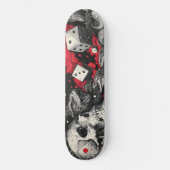 Dark-Fantasy-Schädel-und-Würfel-Illustration Skateboard (Vorderseite)