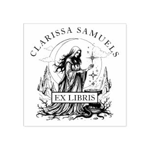 Dark Fantasy Zauberin Ex Libris Library Book Gummistempel