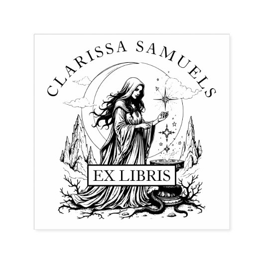 Dark Fantasy Zauberin Ex Libris Library Book Permastempel (Design)