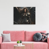 Dark Female Angel Knight - Stretched Canvas Print Leinwanddruck (Insitu (Wohnzimmer))