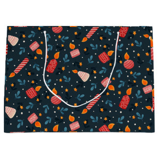 Dark Festive Mixed Candles Holiday Gift Bag Große Geschenktüte