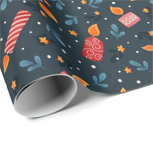 Dark Festive Mixed Candles Holiday wrapping Paper Geschenkpapier (Rolleneckpunkt)
