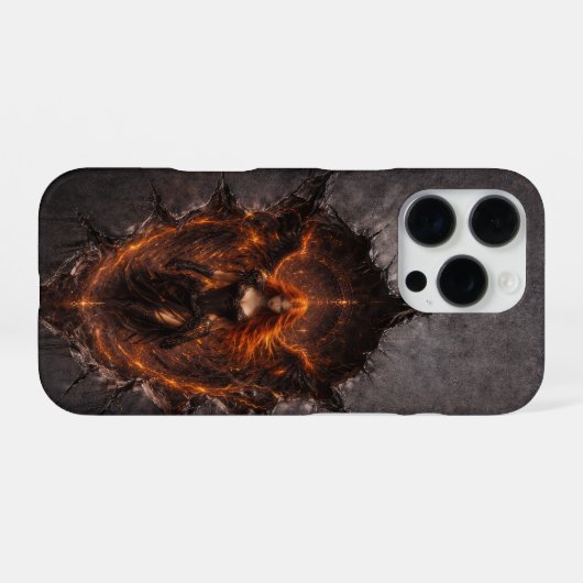 Dark Fire Angel iPhone 16 Pro Case Gothic Fantasy Hülle (Rückseite (Horizontal))