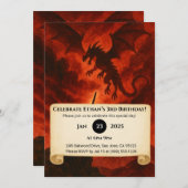 Dark Fire Dragon Birthday Einladung (Vorne/Hinten)