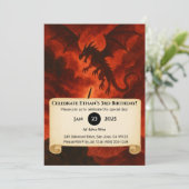 Dark Fire Dragon Geburtstag Einladung (Stehend Vorderseite)