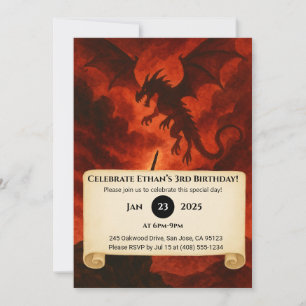 Dark Fire Dragon Geburtstag Einladung