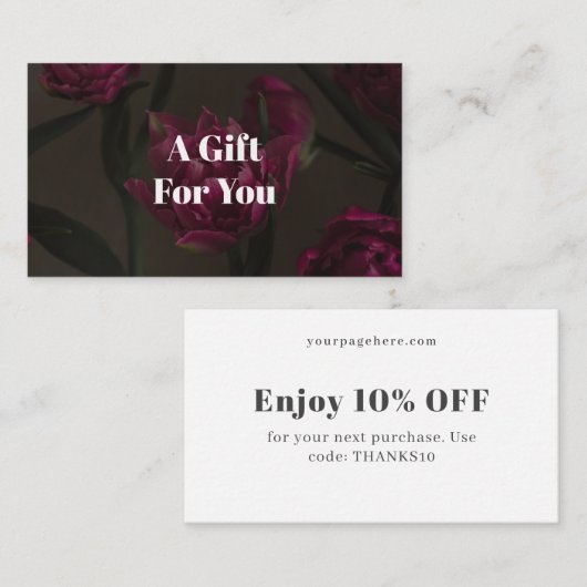 Dark floral aesthetic rabattkarte (Vorne/Hinten)