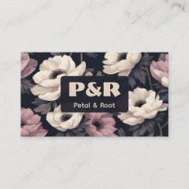 Dark Floral Anemone Florist Business Card Visitenkarte