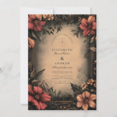 Dark Floral Art Nouveau Wedding Einladung (Vorderseite)