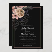 Dark Floral Baby Shower Einladung (Vorne/Hinten)