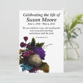 Dark Floral Beerdigung Einladung (Stehend Vorderseite)