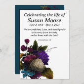 Dark Floral Beerdigung Einladung (Vorne/Hinten)