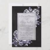 Dark Floral Black Gothic Lila Moody Wedding Einladung (Vorderseite)