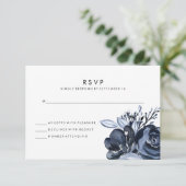 Dark Floral | Black Watercolor Hochzeitsreaktion RSVP Karte (Stehend Vorderseite)