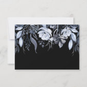 Dark Floral | Black Watercolor Hochzeitsreaktion RSVP Karte (Rückseite)