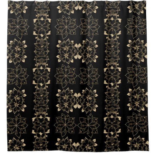 Dark Floral Boho Duschvorhang (Vorderseite)