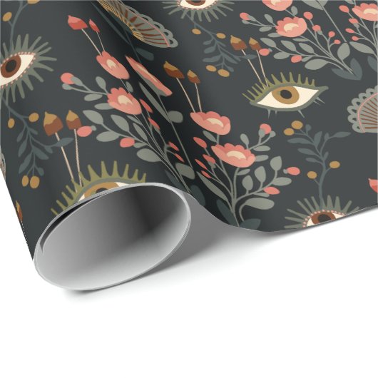 Dark Floral Botanic Romantasy Eye Geschenkpapier (Rolleneckpunkt)