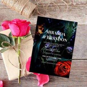 Dark Floral Botanical Wedding Einladung