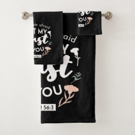 Dark Floral Christlich Art - Psalm 56:3 Badhandtuch Set