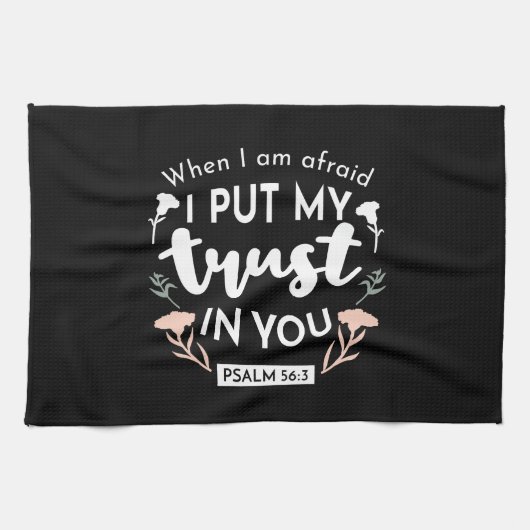 Dark Floral Christlich Art - Psalm 56:3 Geschirrtuch (Horizontal)