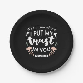 Dark Floral Christlich Art - Psalm 56:3 Pappteller
