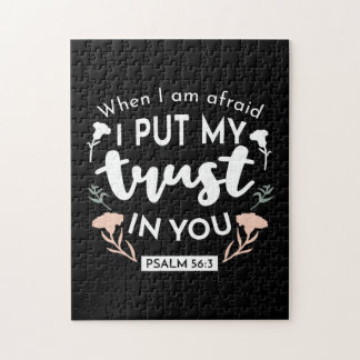 Dark Floral Christlich Art - Psalm 56:3 Puzzle