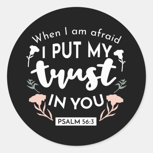 Dark Floral Christlich Art - Psalm 56:3 Runder Aufkleber (Vorderseite)