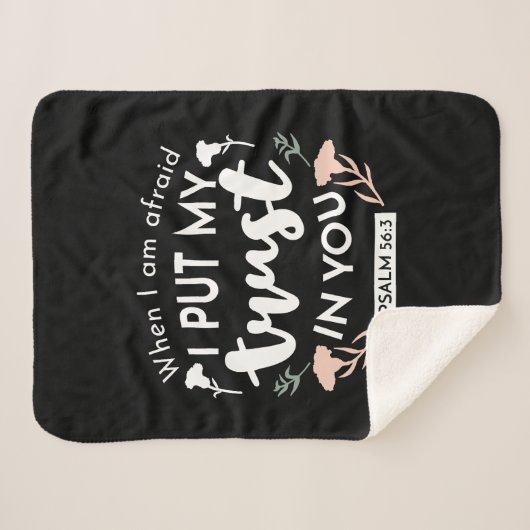 Dark Floral Christlich Art - Psalm 56:3 Sherpadecke (Vorderseite (Horizontal))