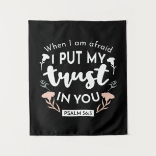 Dark Floral Christlich Art - Psalm 56:3 Wandteppich