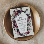 Dark Floral Coffin Halloween Babydusche Einladung