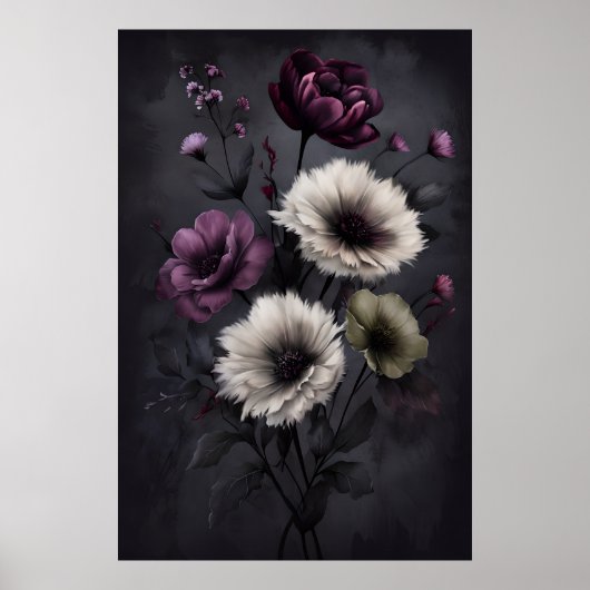 Dark Floral Elegante - Moody Botanical Art Poster (Vorne)