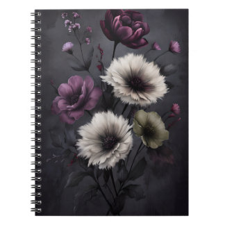 Dark Floral Elegante - Moody Botanical Art Poster Notizblock